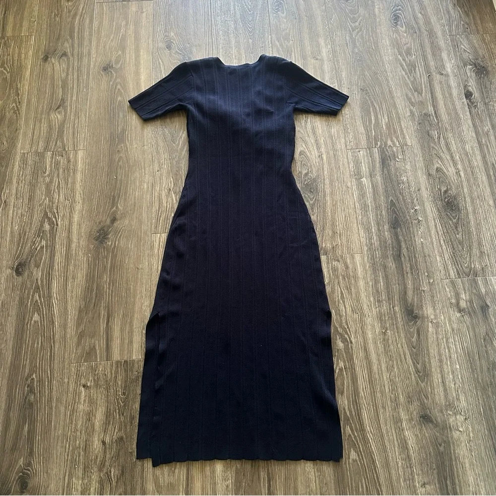 FRAME Navy Twisted Rib Knit Maxi Dress - Picture 6 of 8